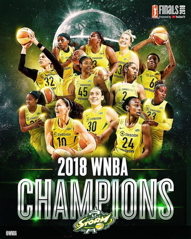 NBA官方祝贺西雅图风暴队获得2018年WNBA总冠军