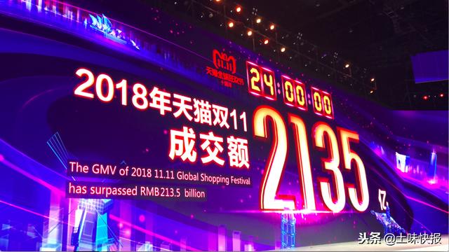 2018年天猫双十一累计实现销售额2135亿