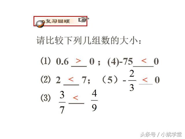 初中七年级上数学,1.4有理数的大小比较