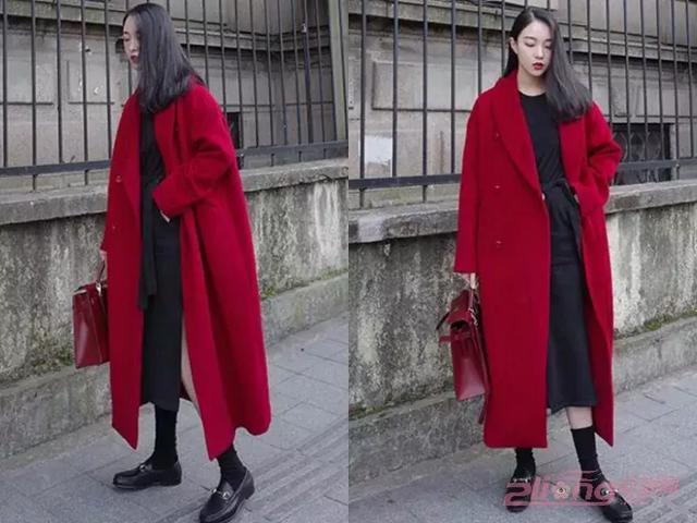 长款红色大衣搭配,这样穿过新年美美哒!