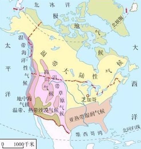 美国气候或地形地势
